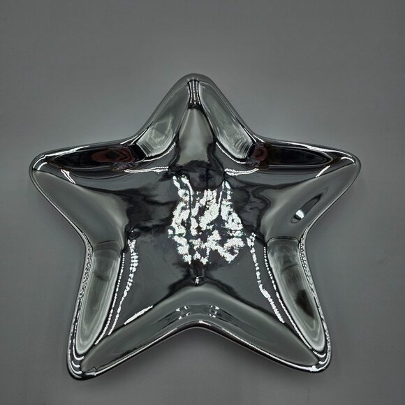 Christmas Silver Star Shaped Decorative Dish By Studio Nova Holiday Decor - Picture 2 of 4